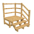 VINUOVO - MILANO - Escalier en bois 3 marches H54 cm - sans contre-marche - Palier L120 x P116 cm - Escalier rambarde droite, palier droite et face - vignette