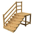 VINUOVO - MILANO - Escalier en bois 6 marches H105 cm - avec contre-marches - Palier L120 x P116 cm - Rambarde escalier et palier à gauche - vignette