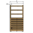 VINUOVO - MILANO - Escalier en bois 7 marches H122 cm - avec contre-marches - Palier L120 x P116 cm - Rambarde escalier gauche, palier gauche et en face - vignette