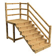 VINUOVO - MILANO - Escalier en bois 7 marches H122 cm - avec contre-marches - Palier L120 x P116 cm - Escalier rambarde droite, palier droite et face - vignette