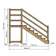 VINUOVO - MILANO - Escalier en bois 7 marches H122 cm - avec contre-marches - Palier L120 x P116 cm - Escalier rambarde droite, palier droite et face - vignette
