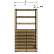 VINUOVO - MILANO - Escalier en bois 7 marches H122 cm - avec contre-marches - Palier L120 x P116 cm - Escalier rambarde droite, palier droite et face - vignette