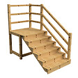 VINUOVO - MILANO - Escalier en bois 6 marches H105 cm - avec contre-marches - Palier L120 x P116 cm - Escalier rambarde droite, palier droite et face - vignette