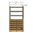 VINUOVO - MILANO - Escalier en bois 6 marches H105 cm - avec contre-marches - Palier L120 x P116 cm - Escalier rambarde droite, palier droite et face - vignette