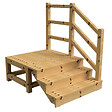 VINUOVO - MILANO - Escalier en bois 3 marches H54 cm - avec contre-marches - Palier L120 x P116 cm - Rambardes escalier et palier à droite - vignette