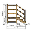 VINUOVO - MILANO - Escalier en bois 3 marches H54 cm - avec contre-marches - Palier L120 x P116 cm - Rambardes escalier et palier à droite - vignette