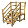 VINUOVO - MILANO - Escalier en bois 4 marches H71 cm - sans contre-marche - Palier L120 x P116 cm - Rambarde escalier 2 côtés, palier gauche et en face - vignette