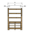 VINUOVO - MILANO - Escalier en bois 4 marches H71 cm - sans contre-marche - Palier L120 x P116 cm - Rambarde escalier 2 côtés, palier gauche et en face - vignette