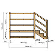 VINUOVO - MILANO - Escalier en bois 3 marches H54 cm - avec contre-marches - Palier L120 x P189 cm - Rambarde escalier gauche, palier gauche et en face - vignette