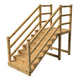 VINUOVO - MILANO - Escalier en bois 7 marches H122 cm - avec contre-marches - Palier L120 x P116 cm - Rambardes escalier et palier des 2 côtés - vignette