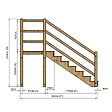 VINUOVO - MILANO - Escalier en bois 7 marches H122 cm - avec contre-marches - Palier L120 x P116 cm - Rambardes escalier et palier des 2 côtés - vignette
