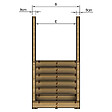 VINUOVO - MILANO - Escalier en bois 7 marches H122 cm - avec contre-marches - Palier L120 x P116 cm - Rambardes escalier et palier des 2 côtés - vignette