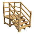 VINUOVO - MILANO - Escalier en bois 4 marches H71 cm - sans contre-marche - Palier L120 x P116 cm - Escalier rambardes des 2 côtés,Palier à droite et en face - vignette