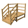 VINUOVO - MILANO - Escalier en bois 3 marches H54 cm - avec contre-marches - Palier L120 x P189 cm - Rambarde escalier 2 côtés, palier gauche et en face - vignette