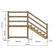 VINUOVO - MILANO - Escalier en bois 6 marches H105 cm - sans contre-marche - Palier L120 x P189 cm - Rambarde escalier 2 côtés, palier gauche et en face - vignette