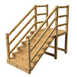 VINUOVO - MILANO - Escalier en bois 6 marches H105 cm - avec contre-marches - Palier L120 x P116 cm - Rambardes escalier et palier des 2 côtés - vignette