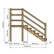 VINUOVO - MILANO - Escalier en bois 6 marches H105 cm - avec contre-marches - Palier L120 x P116 cm - Rambardes escalier et palier des 2 côtés - vignette