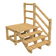 VINUOVO - MILANO - Escalier en bois 4 marches H71 cm - sans contre-marche - Palier L120 x P116 cm - Rambardes escalier et palier à droite - vignette