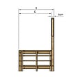 VINUOVO - MILANO - Escalier en bois 4 marches H71 cm - sans contre-marche - Palier L120 x P116 cm - Rambardes escalier et palier à droite - vignette