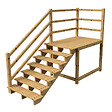 VINUOVO - MILANO - Escalier en bois 7 marches H122 cm - sans contre-marche - Palier L120 x P189 cm - Rambarde escalier gauche, palier gauche et en face - vignette