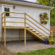 VINUOVO - MILANO - Escalier en bois 7 marches H122 cm - sans contre-marche - Palier L120 x P189 cm - Rambarde escalier gauche, palier gauche et en face - vignette