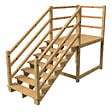 VINUOVO - MILANO - Escalier en bois 7 marches H122 cm - sans contre-marche - Palier L120 x P189 cm - Rambarde escalier 2 côtés, palier gauche et en face - vignette