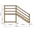 VINUOVO - MILANO - Escalier en bois 7 marches H122 cm - sans contre-marche - Palier L120 x P189 cm - Rambarde escalier 2 côtés, palier gauche et en face - vignette