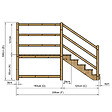 VINUOVO - MILANO - Escalier en bois 5 marches H88 cm - avec contre-marches - Palier L120 x P189 cm - Escalier rambardes des 2 côtés,Palier à droite et en face - vignette
