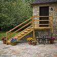 VINUOVO - MILANO - Escalier en bois 5 marches H88 cm - avec contre-marches - Palier L120 x P189 cm - Escalier rambardes des 2 côtés,Palier à droite et en face - vignette
