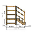 VINUOVO - MILANO - Escalier en bois 3 marches H54 cm - avec contre-marches - Palier L120 x P116 cm - Escalier rambarde droite, palier droite et face - vignette