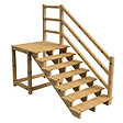 VINUOVO - MILANO - Escalier en bois 7 marches H122 cm - sans contre-marche - Palier L120 x P116 cm - Rambardes escalier et palier à droite - vignette