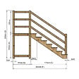 VINUOVO - MILANO - Escalier en bois 7 marches H122 cm - sans contre-marche - Palier L120 x P116 cm - Rambardes escalier et palier à droite - vignette