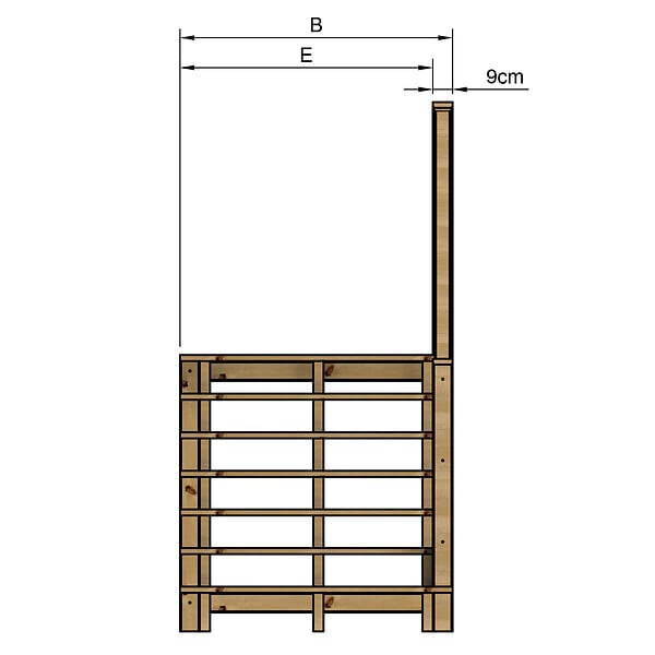 VINUOVO - MILANO - Escalier en bois 7 marches H122 cm - sans contre-marche - Palier L120 x P116 cm - Rambardes escalier et palier à droite - large