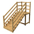 VINUOVO - MILANO - Escalier en bois 7 marches H122 cm - avec contre-marches - Palier L120 x P116 cm - Rambarde escalier 2 côtés, palier gauche et en face - vignette