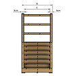 VINUOVO - MILANO - Escalier en bois 7 marches H122 cm - avec contre-marches - Palier L120 x P116 cm - Rambarde escalier 2 côtés, palier gauche et en face - vignette