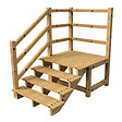 VINUOVO - MILANO - Escalier en bois 4 marches H71 cm - sans contre-marche - Palier L120 x P116 cm - Rambarde escalier gauche, palier gauche et en face - vignette