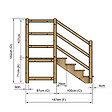 VINUOVO - MILANO - Escalier en bois 4 marches H71 cm - sans contre-marche - Palier L120 x P116 cm - Rambarde escalier gauche, palier gauche et en face - vignette