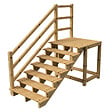 VINUOVO - MILANO - Escalier en bois 7 marches H122 cm - sans contre-marche - Palier L120 x P116 cm - Rambarde escalier et palier à gauche - vignette