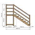 VINUOVO - MILANO - Escalier en bois 7 marches H122 cm - sans contre-marche - Palier L120 x P116 cm - Rambarde escalier et palier à gauche - vignette
