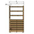 VINUOVO - MILANO - Escalier en bois 6 marches H105 cm - avec contre-marches - Palier L120 x P189 cm - Rambarde escalier gauche, palier gauche et en face - vignette