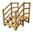VINUOVO - MILANO - Escalier en bois 3 marches H54 cm - sans contre-marche - Palier L120 x P116 cm - Rambardes escalier et palier des 2 côtés - vignette