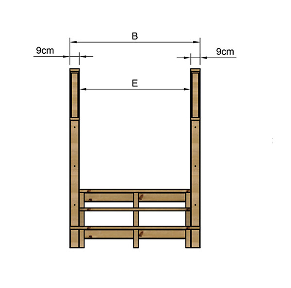 VINUOVO - MILANO - Escalier en bois 3 marches H54 cm - sans contre-marche - Palier L120 x P116 cm - Rambardes escalier et palier des 2 côtés - large