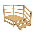 VINUOVO - MILANO - Escalier en bois 3 marches H54 cm - sans contre-marche - Palier L120 x P189 cm - Escalier rambarde droite, palier droite et face - vignette