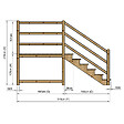 VINUOVO - MILANO - Escalier en bois 6 marches H105 cm - sans contre-marche - Palier L120 x P189 cm - Rambarde escalier gauche, palier gauche et en face - vignette