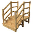VINUOVO - MILANO - Escalier en bois 3 marches H54 cm - avec contre-marches - Palier L120 x P116 cm - Rambardes escalier et palier des 2 côtés - vignette