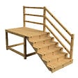 VINUOVO - MILANO - Escalier en bois 6 marches H105 cm - avec contre-marches - Palier L120 x P189 cm - Rambardes escalier et palier à droite - vignette