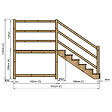 VINUOVO - MILANO - Escalier en bois 6 marches H105 cm - avec contre-marches - Palier L120 x P189 cm - Rambardes escalier et palier à droite - vignette