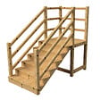 VINUOVO - MILANO - Escalier en bois 6 marches H105 cm - avec contre-marches - Palier L120 x P116 cm - Rambarde escalier 2 côtés, palier gauche et en face - vignette
