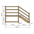 VINUOVO - MILANO - Escalier en bois 5 marches H88 cm - avec contre-marches - Palier L120 x P189 cm - Rambarde escalier gauche, palier gauche et en face - vignette