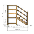 VINUOVO - MILANO - Escalier en bois 4 marches H71 cm - avec contre-marches - Palier L120 x P116 cm - Rambarde escalier gauche, palier gauche et en face - vignette